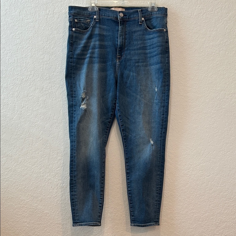 7 For All Mankind Luxe Vintage High Waist Ankle Skinny Distressed Jeans Size 33